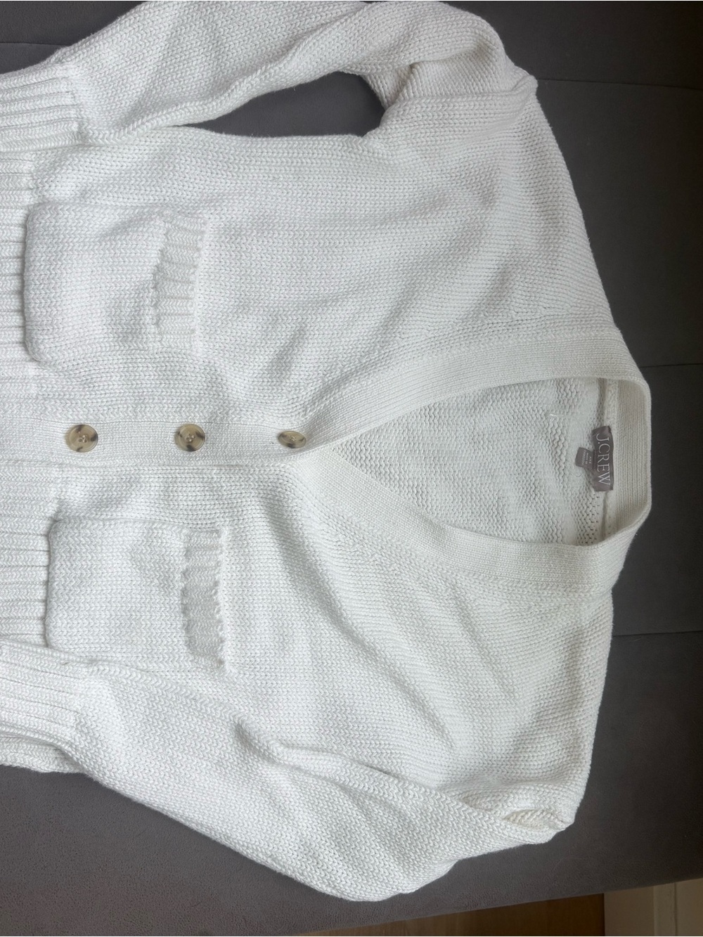 J. Crew White Knit Button-Front Cardigan